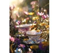 Diamond Art Kits Adults, Flower Gold 5D Diamond Painting Kits for Kids Beginners, DIY Round Full Drill Gem Crystal Art Cross Stitch Crafts Pictures Kit, for Home Wall Decoration Gifts 90x120cm G-326