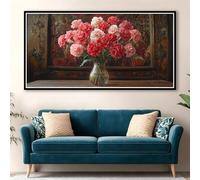 Diamond Art Kits Adults Flower, Large Diamond Painting Peony Crystal Art, DIY Full Drill Square Gem Painting, 5D Rhinestone Embroidery Cross Stitch Crafts Pictures for Home Decor Gifts 50x25cm 0J-128