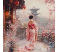 Diamond Art Kits Adults Geisha, Diamond Painting Japan 5D Crystal Art Crafts for Adults Kits, DIY Square Full Drill Embroidery Cross Stitch Paintings for Home Wall Decor, Gifts 39.4x39.4inch B-J043