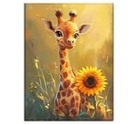 Diamond Art Kits Adults, Giraffe Diamond Painting Kits for Adults, 5D Square Full Drill Crystal Art Embroidery Cross Stitch Kits, DIY Gem Painting by Numbers Pictures Gifts (Flower) 12x16 in, Q-O449