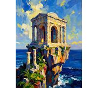 Diamond Art Kits Adults Greece 5D Diamond Painting Athens Gem Art Kits Adults Paintings, DIY Full Drill Square Crystal Crafts, Dimonds Embroidery for Home Wall Decor, Gifts for Women 100x135cm F-DS163