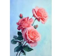 Diamond Art Kits Adults Kids Rose 5D Diamond Painting Accessories DIY Pink Diamonds Crystal Creations Gem Sequin Art Canvas for Bedroom Living Room Wall and Entrance Decoration Gifts 70x90cm jz-769