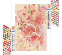 Diamond Art Kits Adults, Koi Diamond Painting Kits with HD Canvas, DIY Gem Art Sparkle Rhinestone Cross Stitch Kits for Home Office Wall Art, Creative Craft Gift for Her, 50x70cm （Lotus） 2Z#406