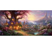 Diamond Art Kits Adults, Large Fantasy Castle Diamond Painting Kits for Adults, DIY Full Drill Crystal Art Kits Rhinestone Crafts, 5D Diamond Dots Gem Art Painting for Wall Art Home Decor, 18x36in-E4