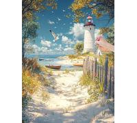 Diamond Art Kits Adults, Lighthouse Diamond Painting Kits for Adults, DIY Full Drill Crystal Art Cross Stitch Embroidery Kit Arts and Crafts for Beginner, Paint by Numbers for Home Decor 40x50, F-88
