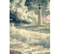 Diamond Art Kits Adults, Lighthouse Diamond Painting Kits for Adults, DIY Full Drill Crystal Art Cross Stitch Embroidery Kit Arts and Crafts for Beginner, Paint by Numbers for Home Decor 30x40, J-50