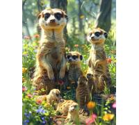 Diamond Art Kits Adults Meerkats, Diamond Painting Kit Animal 5D Crystal Art Kits for Adults Painting, DIY Full Square Drill Rhinestones Sequin Crafts Kit for Home Wall Decor, Gifts 16x20in 5-6U50