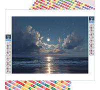 Diamond Art Kits Adults, Ocean Diamond Painting Kits with HD Canvas, DIY Gem Art Sparkle Rhinestone Cross Stitch Kits for Home Office Wall Art, Creative Craft Gift for Her, 30x50cm （Moon） 2Z#648