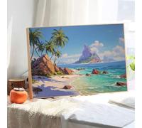 Diamond Art Kits Adults, Ocean Diamond Painting Kits with HD Canvas, DIY Gem Art Sparkle Rhinestone Cross Stitch Kits for Home Office Wall Art, Creative Craft Gift for Her, 35x55cm （Island） 2Z#750