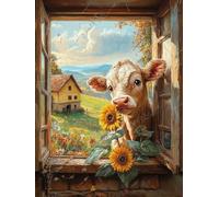 Diamond Art Kits Adults Ox, Diamond Painting Sunflower 5D Crystal Art Craft Painting, DIY Full Square Drill Strass Embroidery Kit for Adults Sequin Crafts for Home Wall Decor, Gifts 40x60cm B-L199