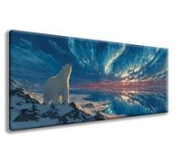 Diamond Art Kits Adults, Paint by Numbers for Adults Aurora Pattern with Round Full Drill, Polar Bear Diamond Painting Large 80x160 cm Canvas, DIY Crystal Art Paintings for Room Decor -zzg250841