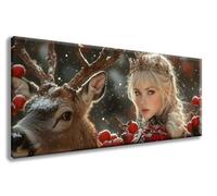 Diamond Art Kits Adults, Paint by Numbers for Adults Woman Pattern with Round Full Drill, Deer Diamond Painting Large 16x32inch Canvas, DIY Crystal Art Paintings for Room Decor, Gifts -zzg250854