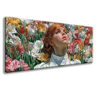 Diamond Art Kits Adults, Paint by Numbers for Adults Woman Pattern with Round Full Drill, Sea of Flowers Diamond Painting Large 40 * 80cm Canvas, DIY Crystal Art Paintings for Room Decor -zzg2508H6