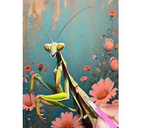 Diamond Art Kits Adults, Painting Diamond Art for Kids, 5D Diamond Painting Praying Mantis Diamond Art Accessories, DIY Cross Stitch Crystal Art Crafts Pictures, for Home Wall Decor 12x16inch Y-734