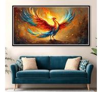 Diamond Art Kits Adults Phoenix, Large Diamond Painting Animal Crystal Art, DIY Full Drill Square Gem Painting, 5D Rhinestone Embroidery Cross Stitch for Home Decor, Gifts for Women 100x50cm 0J-180