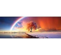 Diamond Art Kits Adults, Rainbow Tree Full DIY 5D Diamond Painting Accessories, Diamond Dots Arts Crafts Kit Diamond Rhinestone Embroidery Cross Stitch Kit, Home Wall Decor 45x130 cm/18x51 Inch M-360