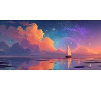 Diamond Art Kits Adults Sailboat Large Diamond Painting kits for adults 5D DIY Starry Sky Mosaic Kits and Gem Sequin Diamonds Crafts, Perfect for Beginner Wall Decorations, Gifts for Women 40x80cm f71