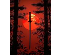 Diamond Art Kits Adults Samurai Sword, 5D Diamond Painting Kit Sun, DIY Cross Stitch Kits for Adults, Full Drill Crystal Art and Crafts Picture, Hobbies for Women, Room Decor Gifts 12x16in 5-8489