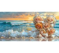 Diamond Art Kits Adults Sea Flower Diamond Painting 20 x 40 CM, 2026 New Square Full Drill Cross Stitch Rhinestone Mosaic Pictures Embroidery Kit, Crystal Art Canvas Kits for Home Decoration L-1488