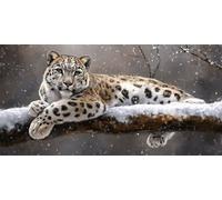 Diamond Art Kits Adults Snow Leopard 5D Large Diamond Painting Animal 30x60 cm Full Drill Round Crystal Picture Crafts, with Dimond Tools DIY Cross Stitch Embroidery Painting for Home Wall Decor C-77