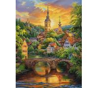 Diamond Art Kits Adults Sunset Diamond Painting Bridge 12x20inch, DIY Cross Stitch Kits for Adults Beginners, Embroidery Arts and Crafts for Adults, Gem Art Canvas Picture Kit for Home Decor J-1369K
