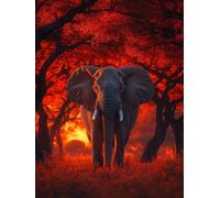 Diamond Art Kits Adults Sunset, Diamond Painting Elephant 5D Crystal Art Craft Painting, DIY Full Square Drill Strass Embroidery Kit for Adults Sequin Crafts for Home Wall Decor, Gifts 60x90cm Z-5Y42