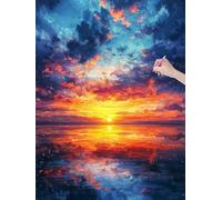 Diamond Art Kits Adults, Sunset Diamond Painting Kits for Adults, DIY Full Drill Crystal Art Cross Stitch Embroidery Kit Arts and Crafts for Beginner, Paint by Numbers for Home Decor, 50x70 cm, L-54