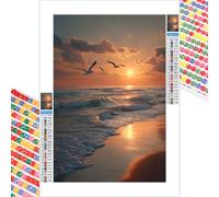 Diamond Art Kits Adults, Sunset Diamond Painting Kits with HD Canvas, DIY Gem Art Sparkle Rhinestone Cross Stitch Kits for Home Office Wall Art, Creative Craft Gift for Her, 40x70cm （Ocean） 2Z#706