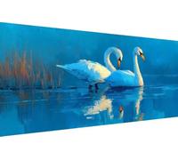 Diamond Art Kits Adults Swan, Diamond Painting Kit Lake 5D Crystal Art Crafts for Adults for Paintings, DIY Full Round Drill Strass Embroidery for Beginner for Home Wall Decor, Gifts 80x160cm O-B269