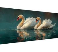 Diamond Art Kits Adults Swan, Diamond Painting Kit Lake 5D Crystal Art Crafts for Adults for Paintings, DIY Full Round Drill Strass Embroidery for Beginner for Home Wall Decor, Gifts 50x100cm A-8920
