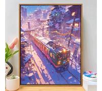 Diamond Art Kits Adults Train, DIY Diamond Painting Kit for Beginners, 5D Full Drill Gem Art Painting, Crystal Rhinestone Embroidery Cross Stitch Mosaic Pictures for Home Wall Decor 20x28 inch Q-456B