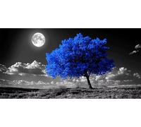 Diamond Art Kits Adults Tree 5D Large Diamond Painting Blue 30x60 cm Full Drill Round Crystal Picture Crafts, with Dimond Tools DIY Cross Stitch Embroidery Canvas Painting for Home Wall Decor C-517