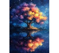 Diamond Art Kits Adults Tree of Life, Diamond Painting Lake 5D Crystal Art Embroidery Kit, DIY Full Square Drill Strass Craft Painting for Adults Sequin Crafts for Home Wall Decor 50x80cm I-A064W
