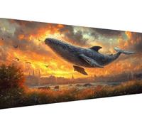 Diamond Art Kits Adults Whale, Diamond Painting Kit City 5D Crystal Art Crafts for Adults for Paintings, DIY Full Round Drill Strass Embroidery for Beginner for Home Wall Decor, Gifts 80x160cm 2-7918