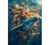 Diamond Art Kits Adults, Whale Diamond Painting Kits for Adults, DIY Full Drill Crystal Art Cross Stitch Embroidery Kit Arts and Crafts for Beginner, Paint by Numbers for Home Decor, 40x50 cm, T-80