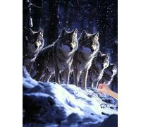 Diamond Art Kits Adults, Winter Diamond Painting Kits for Adults, 5D DIY Square Full Drill Wolf Crystal Art Cross Stitch Rhinestone Gem Arts and Craft for Beginners, Home Wall Decor, 90x120 cm, W-64