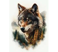 Diamond Art Kits Adults Wolf, Diamond Painting Landscape 5D Crystal Art Craft Painting, DIY Full Round Drill Strass Embroidery Kit for Adults Sequin Crafts for Home Wall Decor, Gifts 50x80cm J-6U99