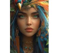 Diamond Art Kits Adults Woman, 5D Diamond Painting Kits for Adults, DIY Full Drill Parrot Gem Art for Beginner, Embroidery Cross Stitch Crystal Arts and Crafts Home Wall Decor 20x28in/50X70cm c-5709