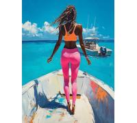 Diamond Art Kits Adults Woman, Diamond Painting Boat 5D Crystal Art Craft Painting, DIY Full Round Drill Strass Embroidery Kit for Adults Sequin Crafts for Home Wall Decor, Gifts 70x100cm 3-AS91