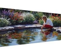 Diamond Art Kits Adults Woman, Diamond Painting Kit Lake 5D Crystal Art Crafts for Adults for Paintings, DIY Full Round Drill Strass Embroidery for Beginner for Home Wall Decor, Gifts 60x120cm 8-S572