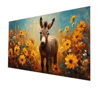 Diamond Art Kits Donkey Diamond Painting 24x12in, Flower Paint by Numbers with Rhinestones on Canvas, Cross Stitch Embroidery Colorful Gem Art and Crafts for Adults As Room Decor, Gifts model-1353