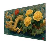 Diamond Art Kits Dragon Diamond Painting 80 x 40In, Flower Paint by Numbers with Rhinestones on Canvas, Cross Stitch Embroidery Colorful Gem Art and Crafts for Adults As Room Decor, Gifts model-1092