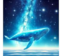 Diamond Art Kits for Adults, 5D Blue Whale Round Crystal Diamond Painting, DIY Gem Art Kit Beginner Full Drill Paint, Diamond dots, Christmas Diamond Art, for Home Wall Decoration Gifts 40x40cm S-138