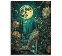 Diamond Art Kits for Adults, 5D Diamond Painting Moon High Heel, 20x24 inch/50x60cm Full Round Drill Crystal Embroidery Cross Stitch Kits, DIY Gem Crystal Art Crafts for Home Wall Decor Gift, z@92