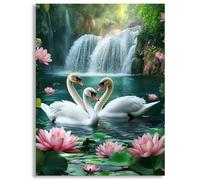 Diamond Art Kits for Adults, 5D Diamond Painting Swan Fall, 12x16 inch/30x40cm Full Square Drill Crystal Embroidery Cross Stitch Kits, DIY Gem Crystal Art Crafts for Home Wall Decor Gift, z@922