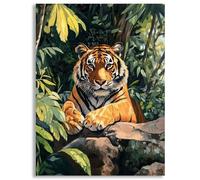 Diamond Art Kits for Adults, 5D Diamond Painting Tiger Plant, 8x12 inch/20x30cm Full Square Drill Crystal Embroidery Cross Stitch Kits, DIY Gem Crystal Art Crafts for Home Wall Decor Gift, z@292