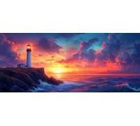 Diamond Art Kits for Adults, 5D DIY Lighthouse Sea Diamond Painting Kits for Beginners Round Full Drill Painting with Diamonds Crystal Gem Art, for Autumn Home Wall Decor, Women Gifts 30x60cm Model-24