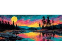 Diamond Art Kits for Adults, 5D DIY Tree Lake Diamond Painting Kits for Beginners Round Full Drill Painting with Diamonds Crystal Gem Art, for Autumn Home Wall Decor, Women Gifts 70x140cm Model-148