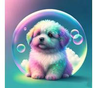Diamond Art Kits for Adults, 5D Rainbow Bubble Dog Round Crystal Diamond Painting, DIY Gem Art Kit Beginner Full Drill Paint, Diamond dots,Christmas Diamond Art, for Home Wall Decor Gifts 30x30cm S346