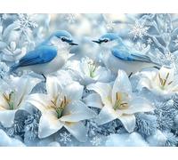 Diamond Art Kits for Adults, 5D White Animals Diamond Painting, DIY Full Round Drill Embroidery Diamond Crystal Gem Art Kits and Adults Crafts Home Wall Accessories Gifts, for Beginners 60x80 cm JZ-9